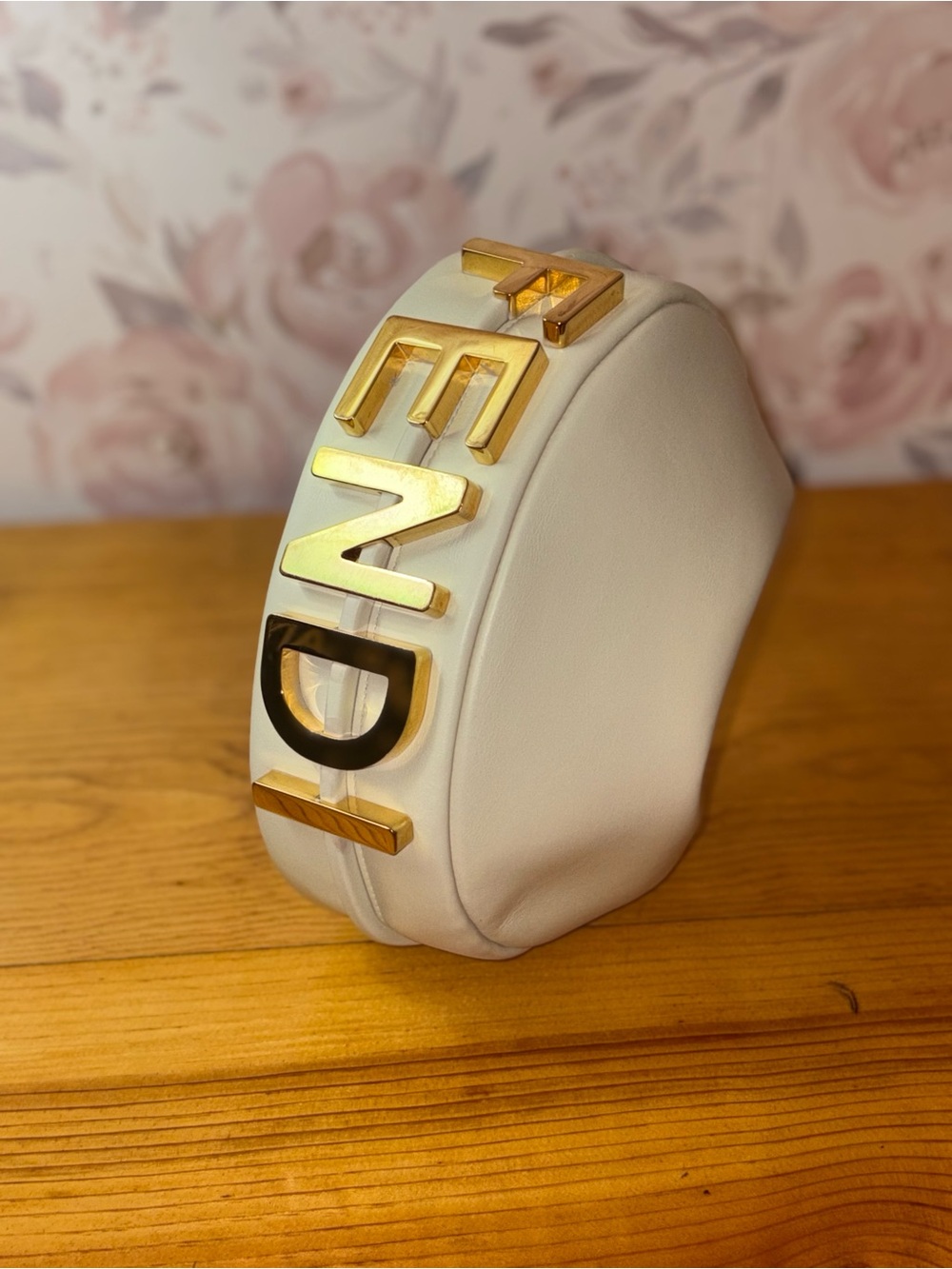 FENDI Fendiography MINI Hobo Bag in White Calfskin Leather